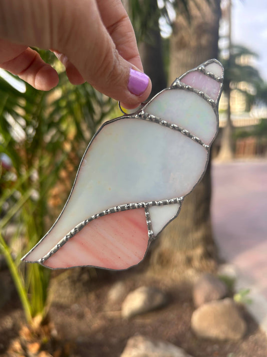 Stained Glass Spiral Seashell Suncatcher