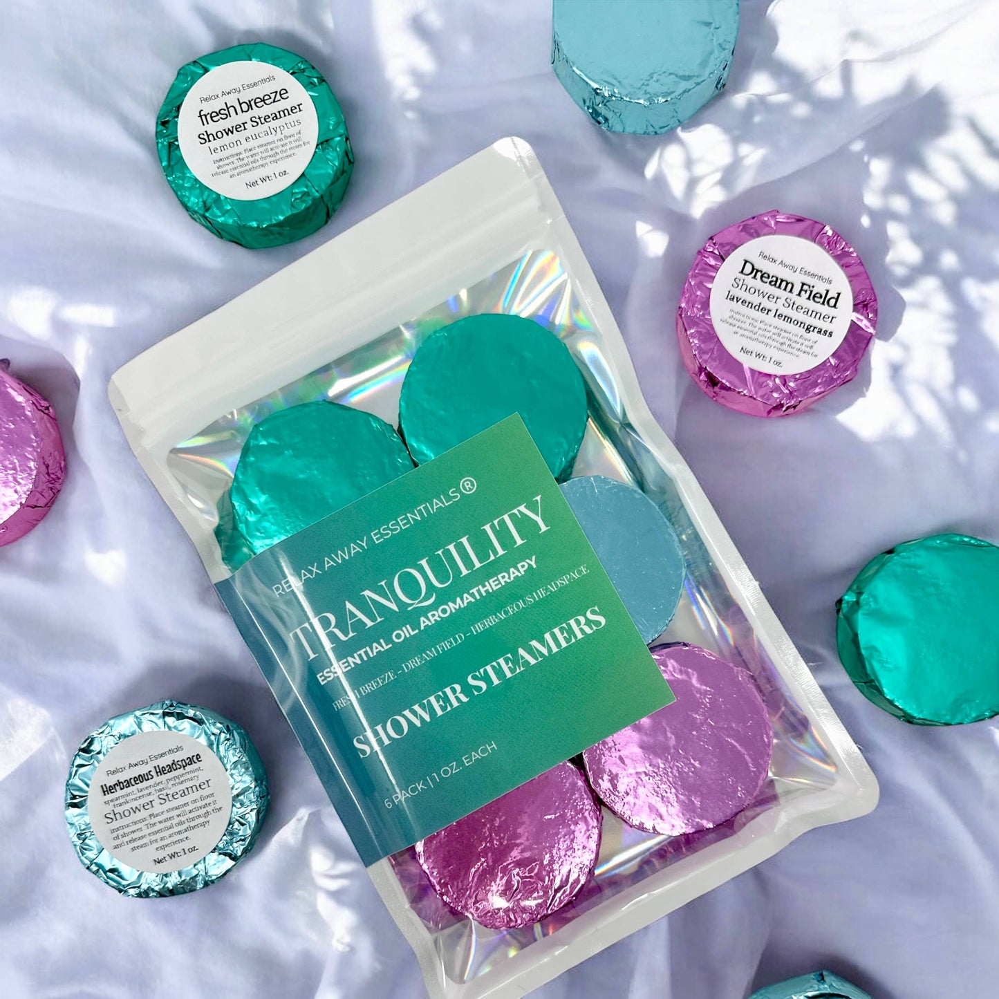 Relax Away Essentials - Tranquility Shower Steamers 6 Pack - Made in USA