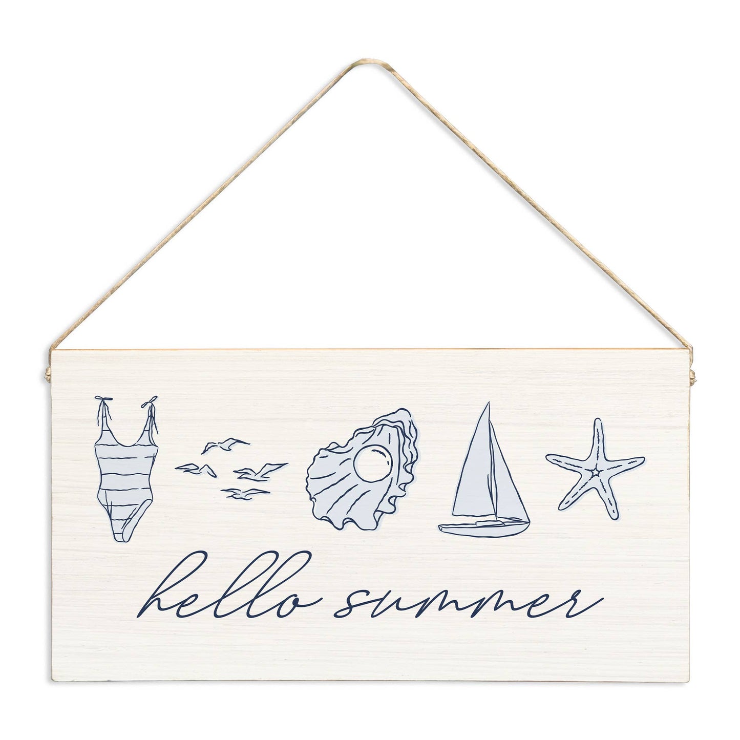 Hello Summer Twine Sign | Coastal Door Decor | Summer Sign