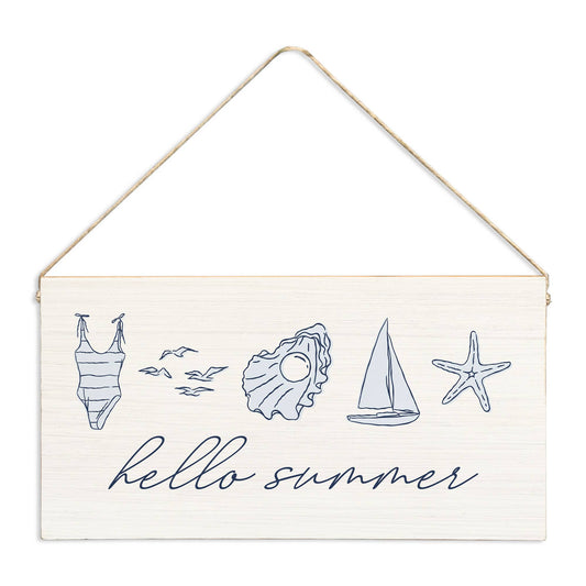 Hello Summer Twine Sign | Coastal Door Decor | Summer Sign