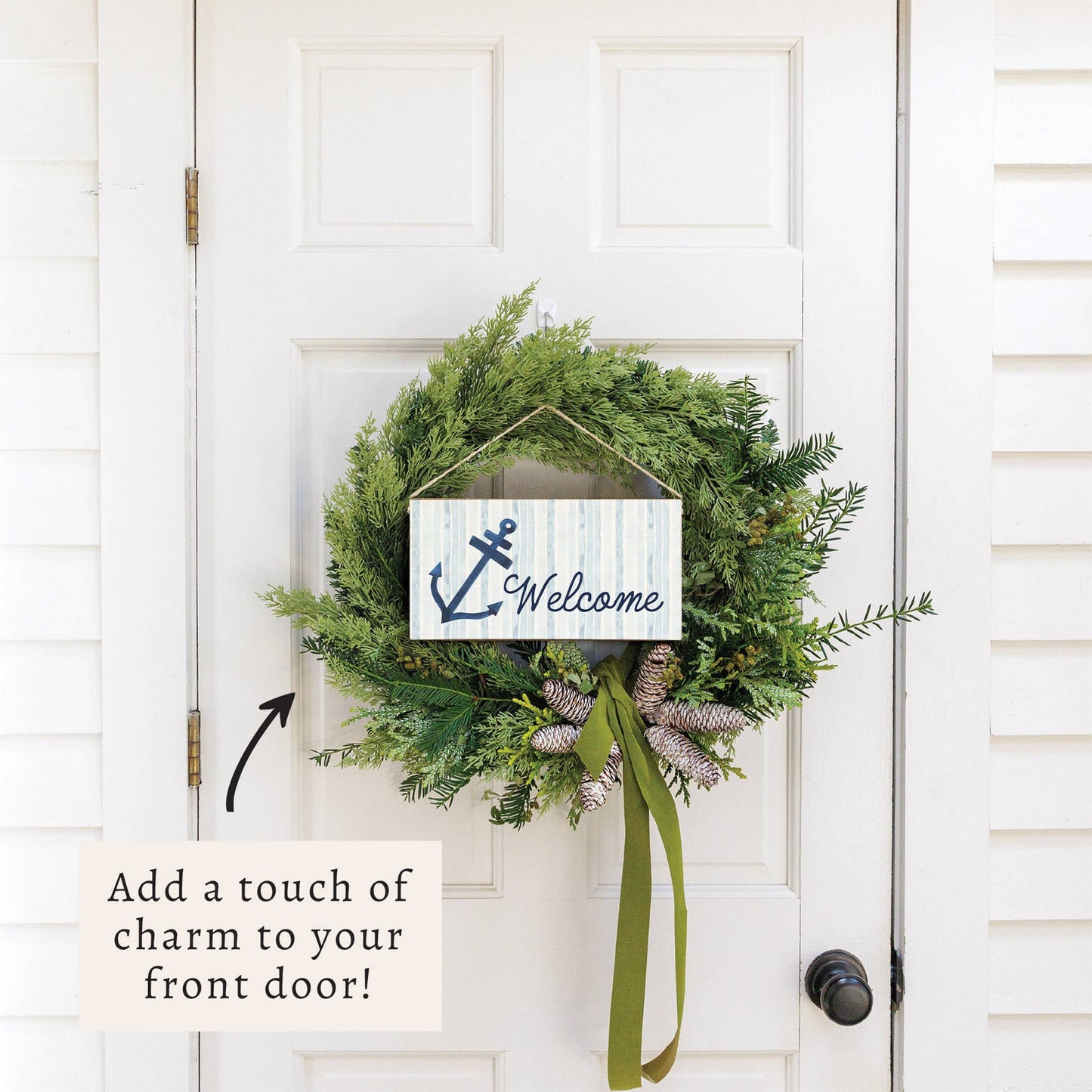 Anchor Welcome Twine Sign | Wooden Decor