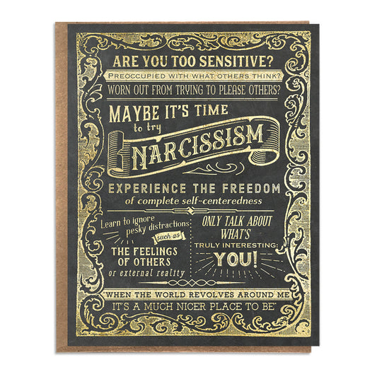 A Zillion Dollars - Try Narcissism; Psychology Humor; Funny Therapy Card