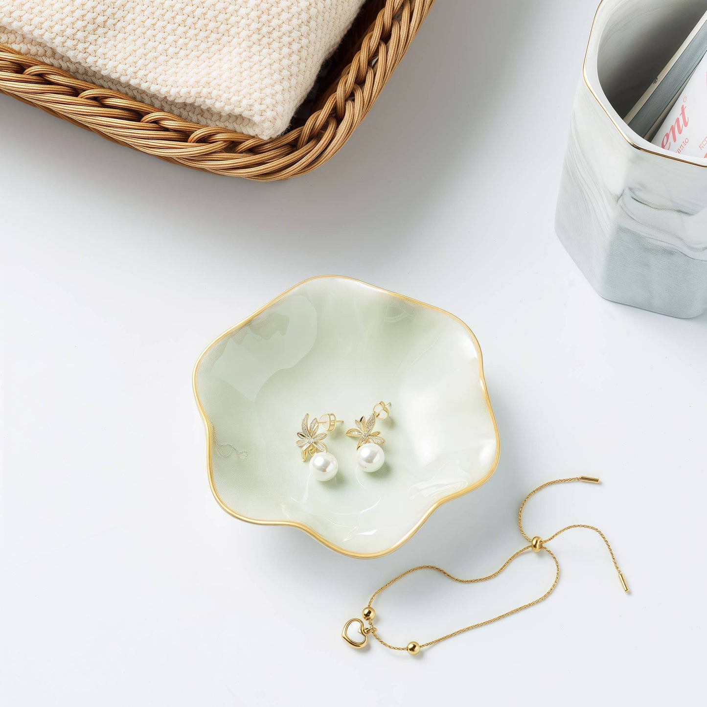 Set of 2 Ceramic Lotus Dipping Bowls