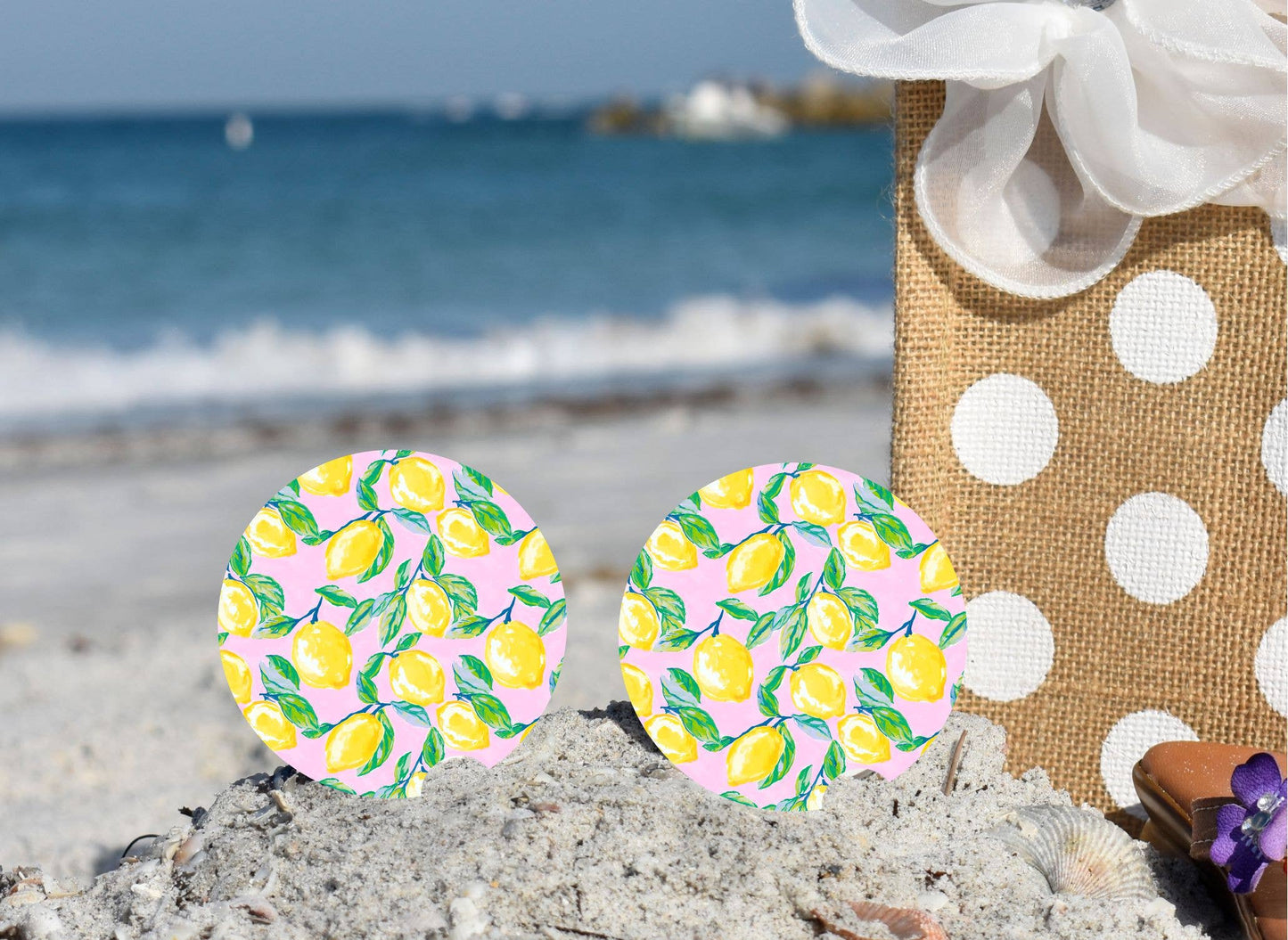 Dulce Press - Pink Lemons Car Coaster