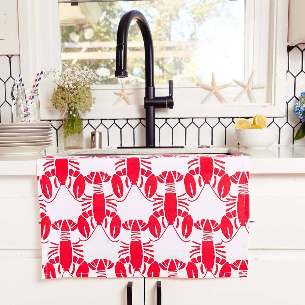 Lobster Waves Cotton Kitchen Towels (Set of 3)