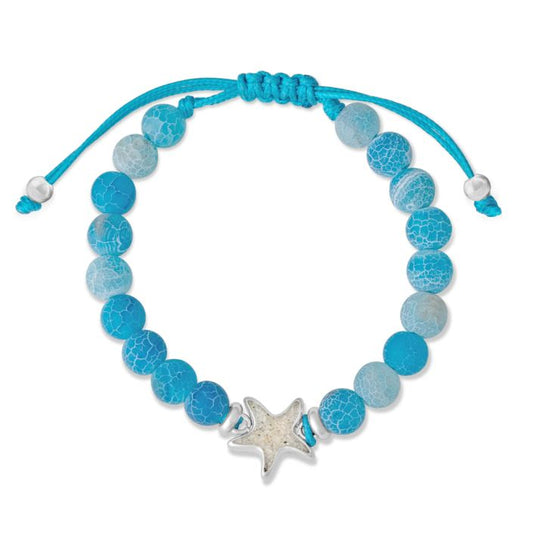 Dune Jewelry Beaded Bracelet Adjustable - Starfish - Weathered Agate