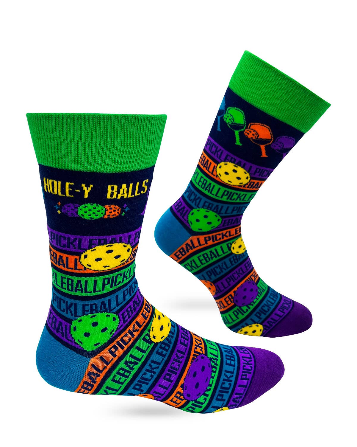 Fabdaz - Hole-y Balls Men's Pickleball Novelty Crew Socks