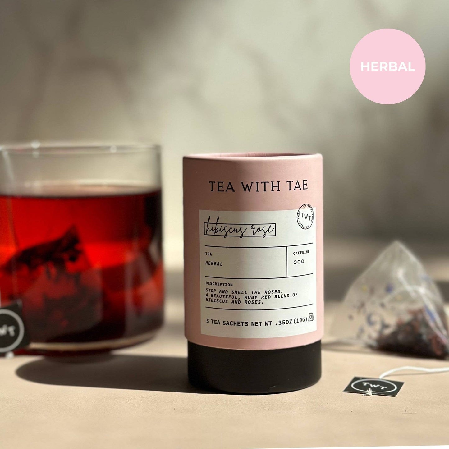 Tea with Tae - Hibiscus Rose Herbal Mini Tube Gift (5 tea bags)