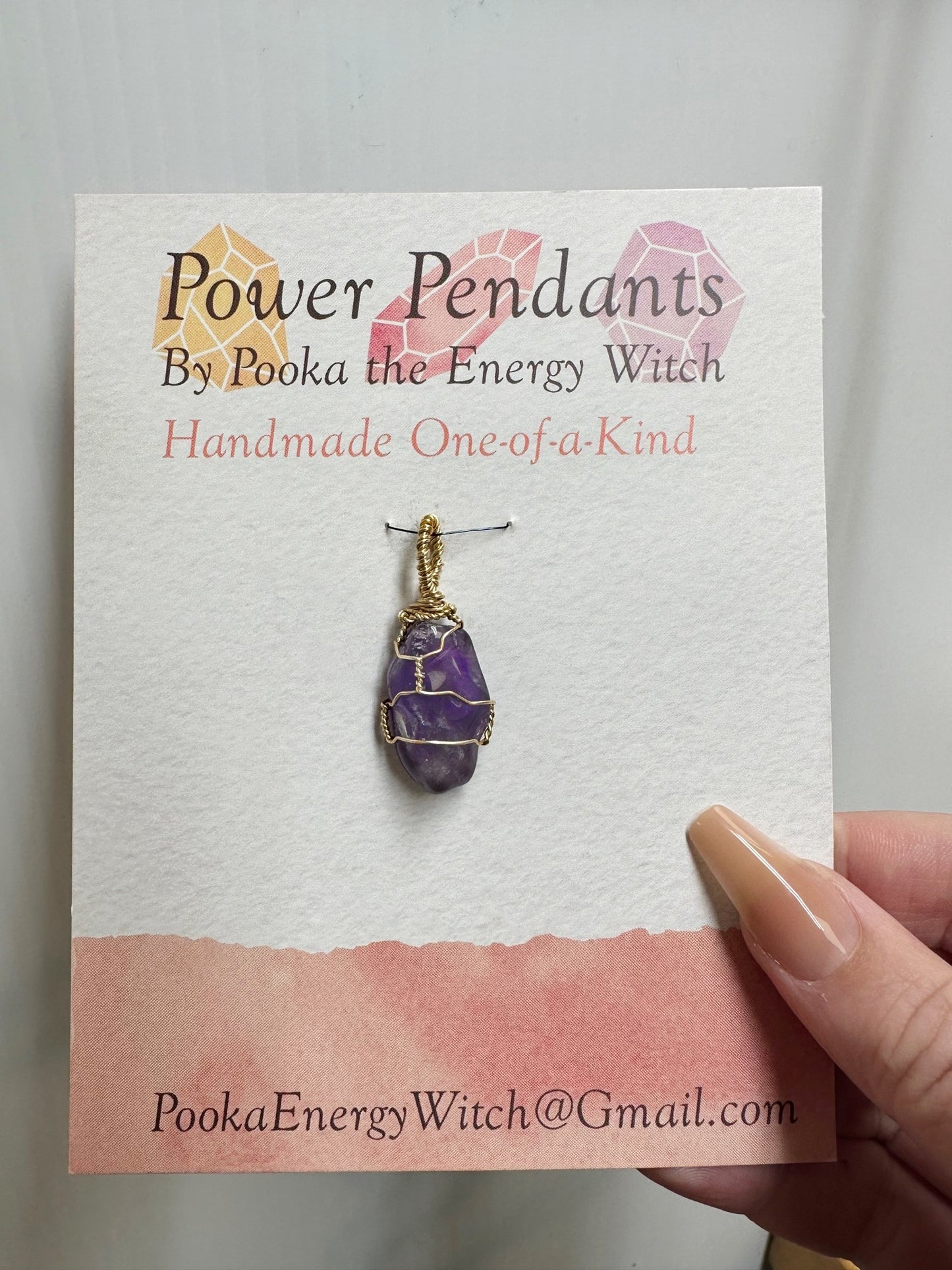 Pooka the Energy Witch - Wire Wrap Pendant - Amethyst