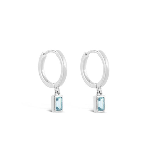 Dune Jewelry - Aquamarine Baguette Hoop Earrings by Camille Kostek - Sterling Silver
