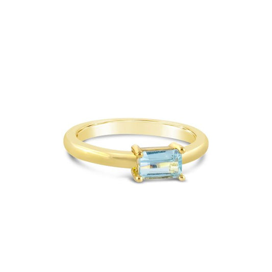 Dune Jewelry - Aquamarine Baguette Cut Ring by Camille Kostek - 14k Gold Vermeil - Size 8