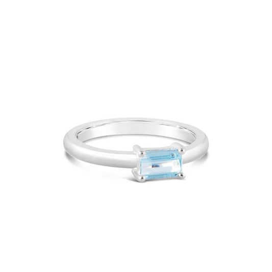 Dune Jewelry - Aquamarine Baguette Cut Ring by Camille Kostek - Sterling Silver - Size 7