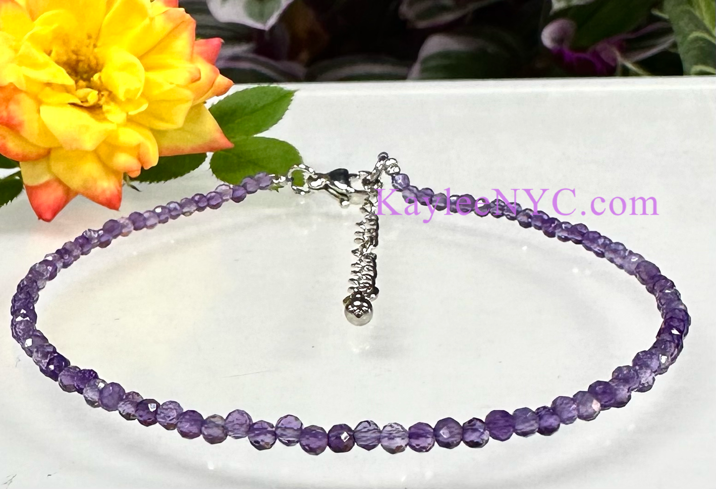 Natural Amethyst Anklet Stainless Steel Finding