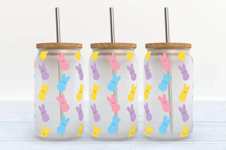 Kate Haven Glass Tumblers for Every Occasion - Easter Bunny Marshmallow 16oz Libbey Glass Tumbler