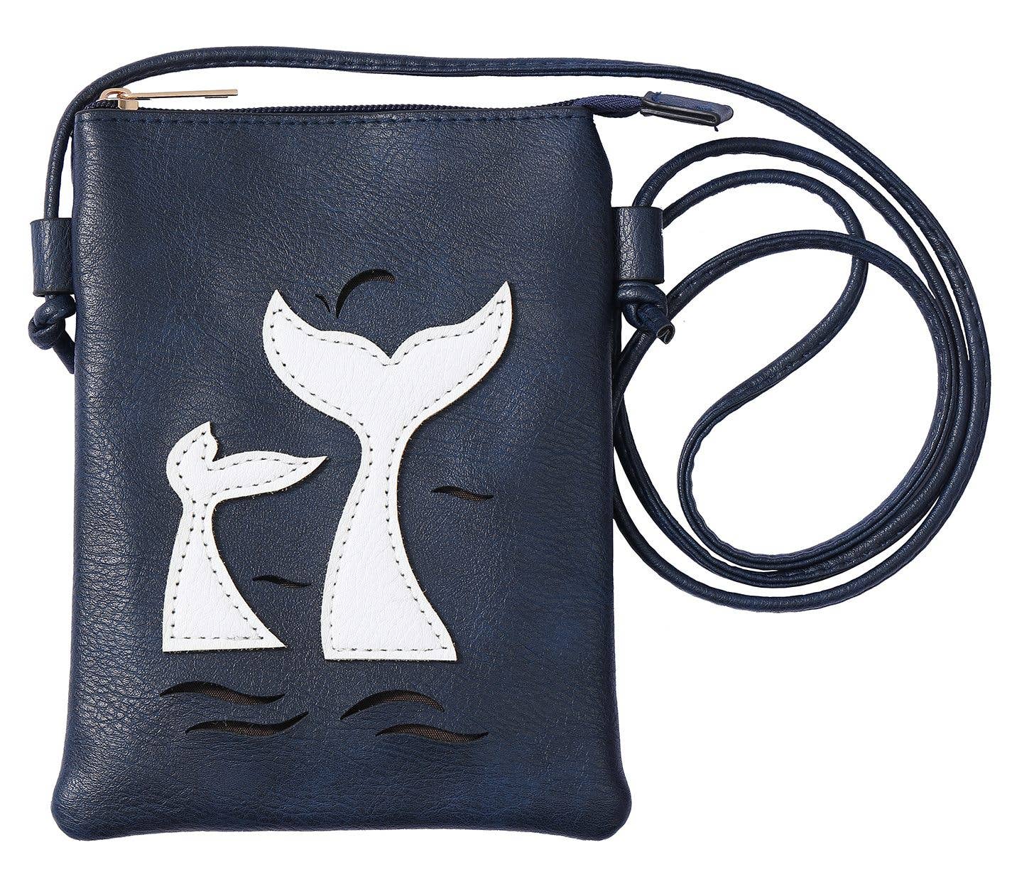 Shine Mark Accessories - Navy - Whale Tail Lacer cut crossbody cellphone bag