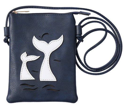Shine Mark Accessories - Navy - Whale Tail Lacer cut crossbody cellphone bag