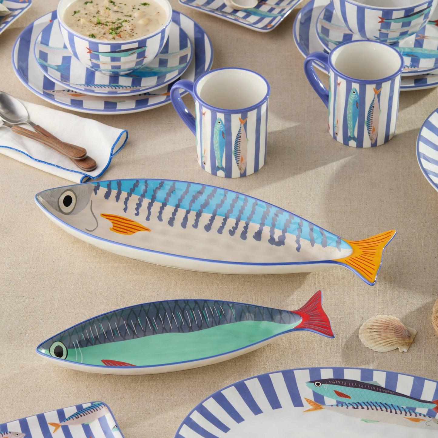 Certified International - Something Fishy - 2pc Fish Platter Set
