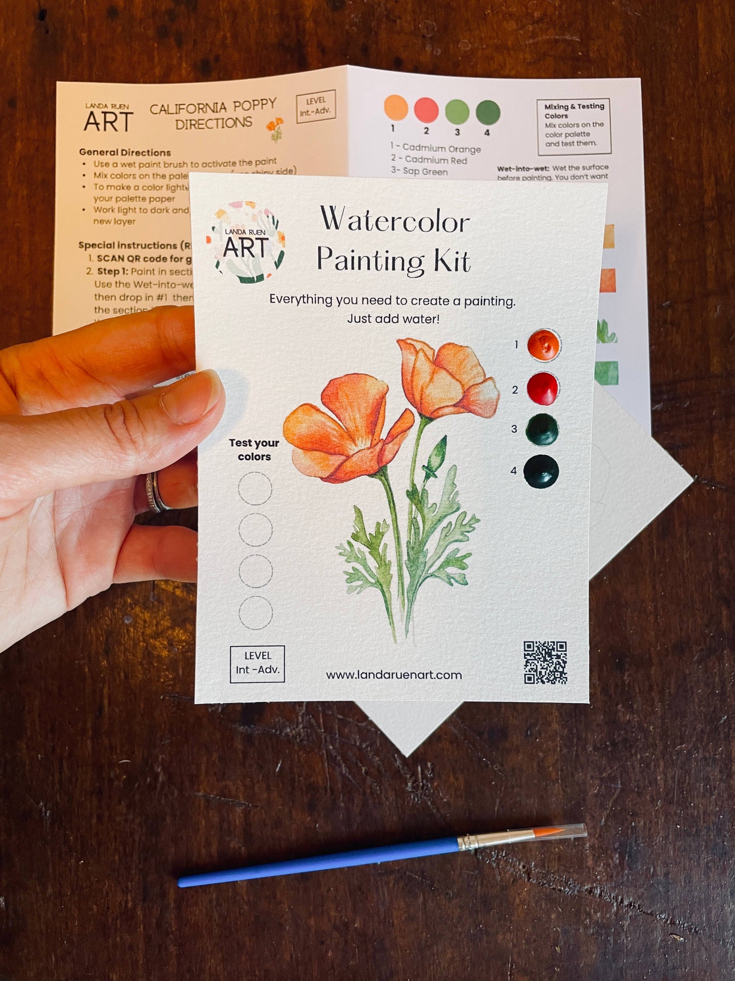 Landa Ruen Art - California Poppy Watercolor Kit