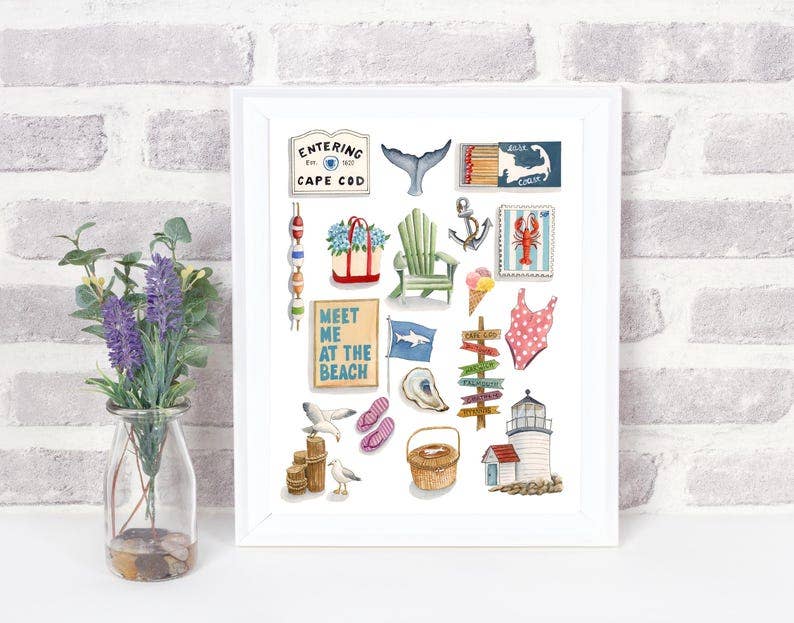Fiona and Honey Designs - Cape Cod Illustration Watercolor Painting