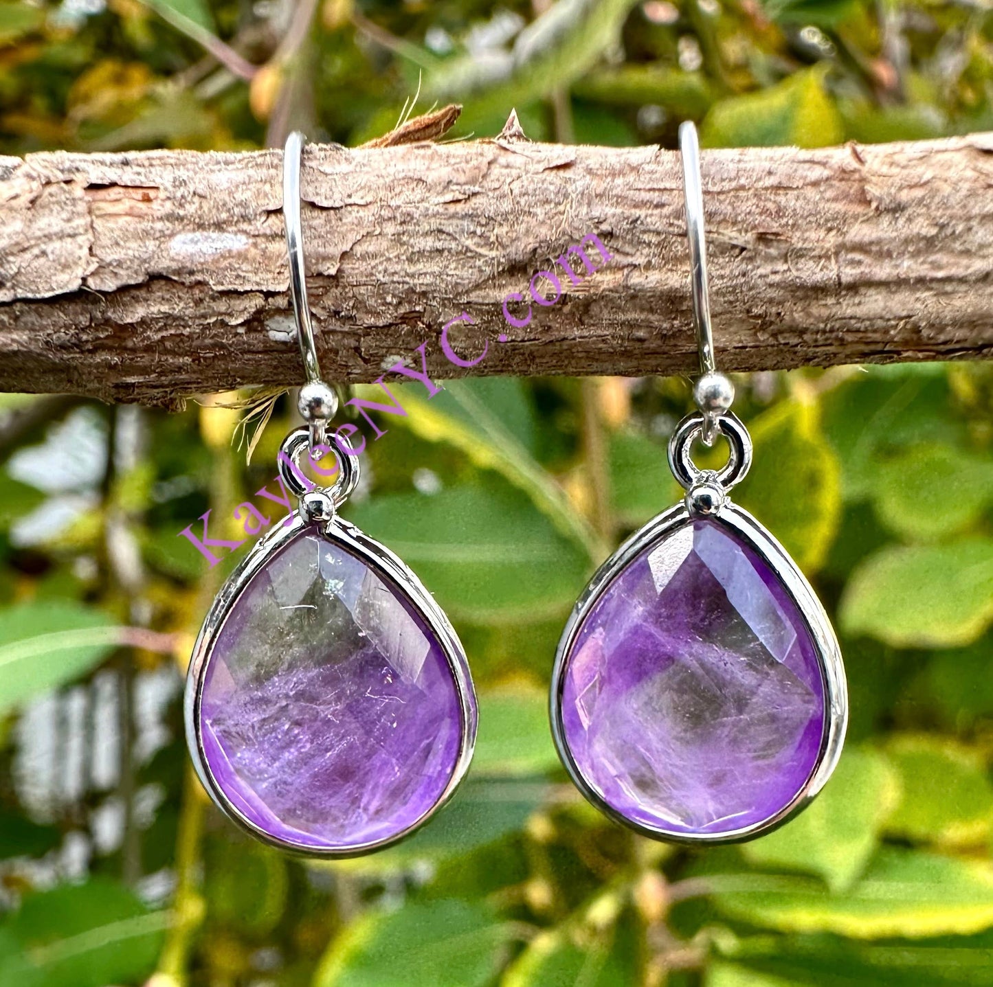 Natural Crystal Teardrop Sterling Silver Dangling Earring