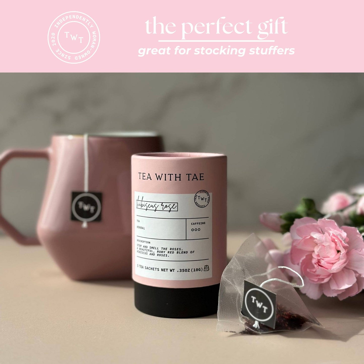 Tea with Tae - Hibiscus Rose Herbal Mini Tube Gift (5 tea bags)