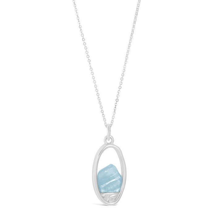 Glacier Gem Oval Forest View Necklace - Aquamarine