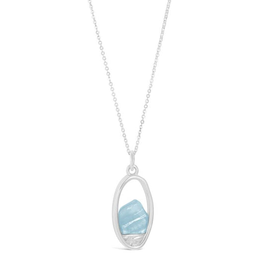 Glacier Gem Oval Forest View Necklace - Aquamarine