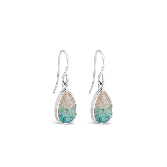 Teardrop Earrings Gold-Plated - Turquoise Gradient Beaches of Cape Cod