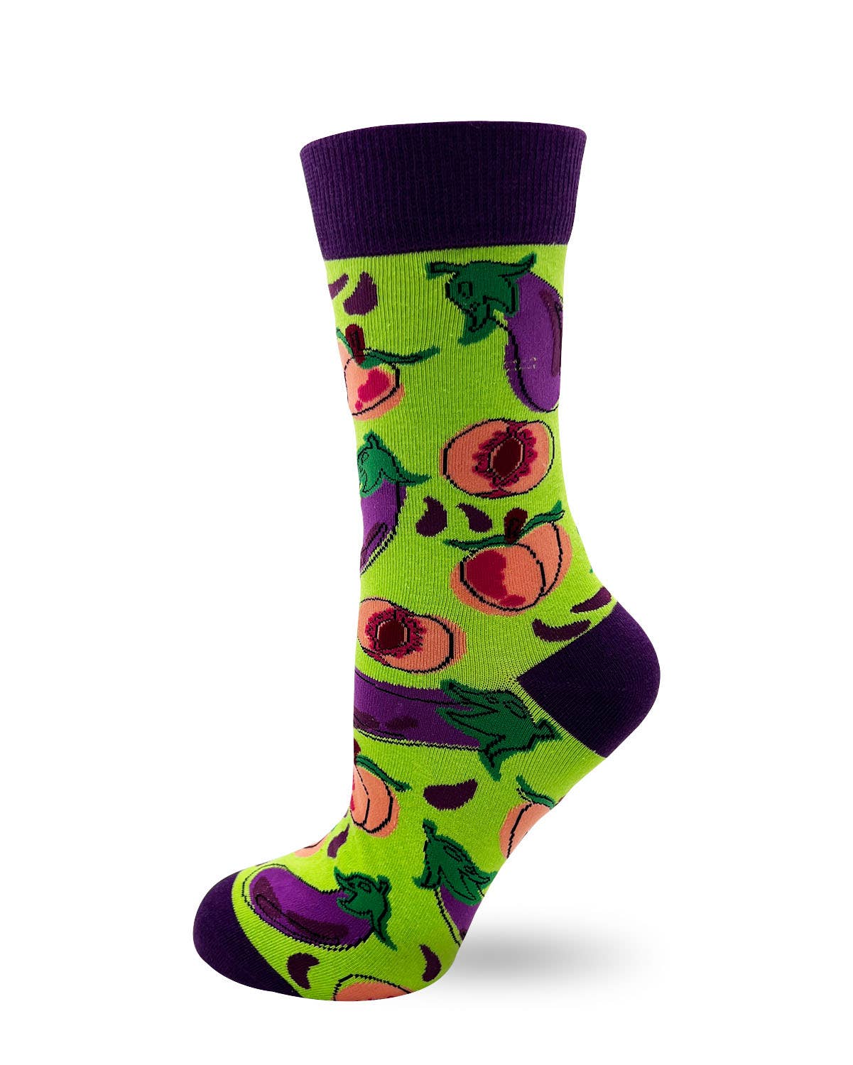 Fabdaz - Eat Your Fruits and Veggies Funny Ladies' Novelty Crew Socks