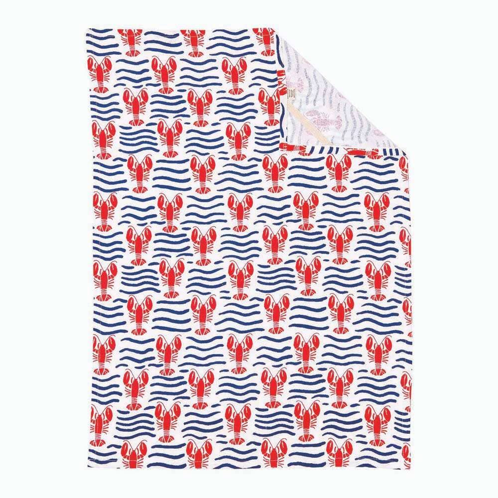 Lobster Waves Cotton Kitchen Towels (Set of 3)