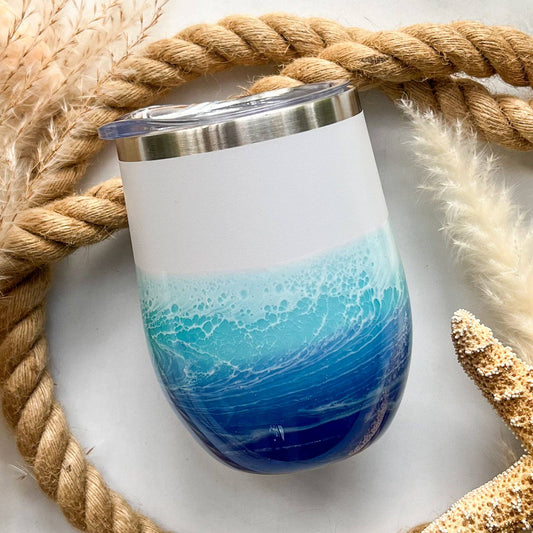 Ocean Waves Wine Tumblers 12oz