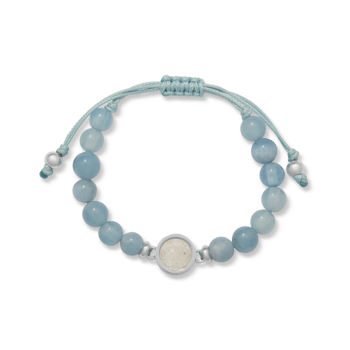 Beaded Bracelet Adjustable - Round- Aquamarine