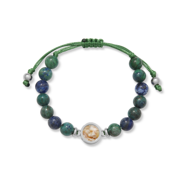 Beaded Bracelet Adjustable - Round - Azurite