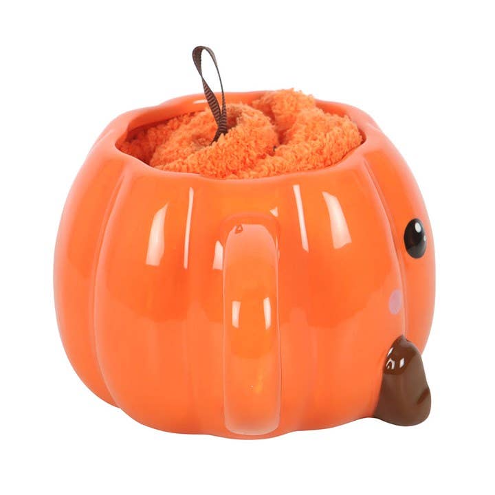 Cute Pumpkin Fall and Autumn Mug and Socks Set
