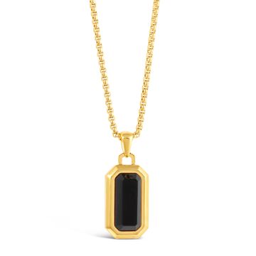 Black Onyx Rolo Necklace GOLD