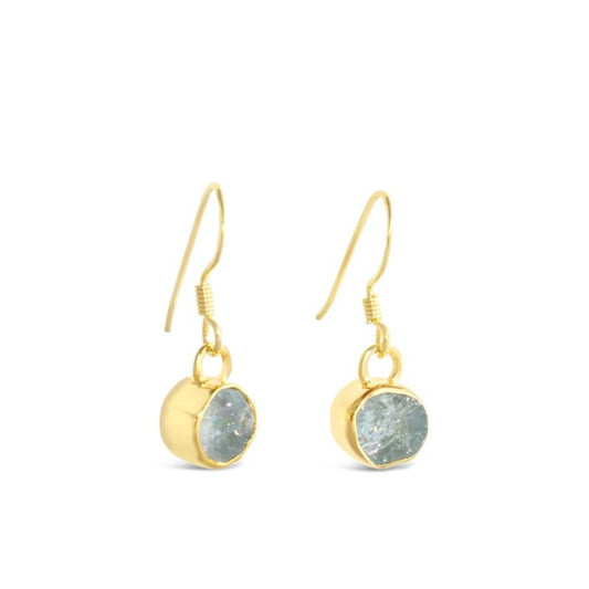 Dune Jewelry - Blue Lagoon Aquamarine Drop Earrings by Camille Kostek - 14k Gold Vermeil