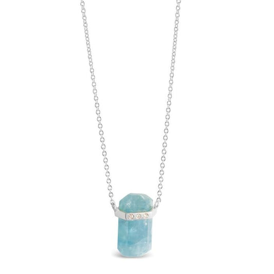 Dune Jewelry - Blue Ice Aquamarine Necklace by Camille Kostek - Sterling Silver