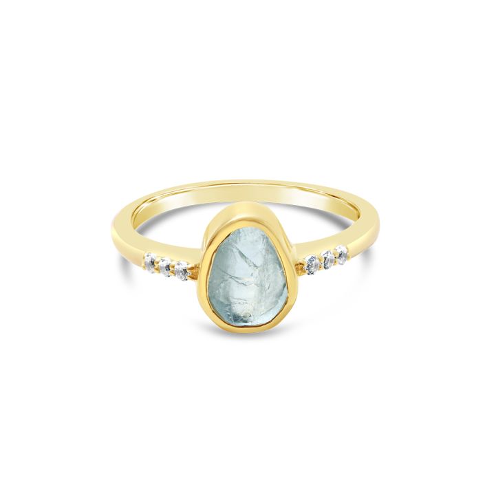 Blue Lagoon Aquamarine Ring by Camille Kostek - 14k Gold Vermeil - Size 7