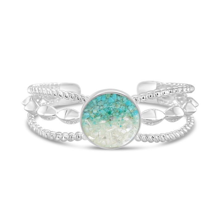 Boho Cuff Bracelet - Round - Turquoise Gradient- Beaches of Cape Cod