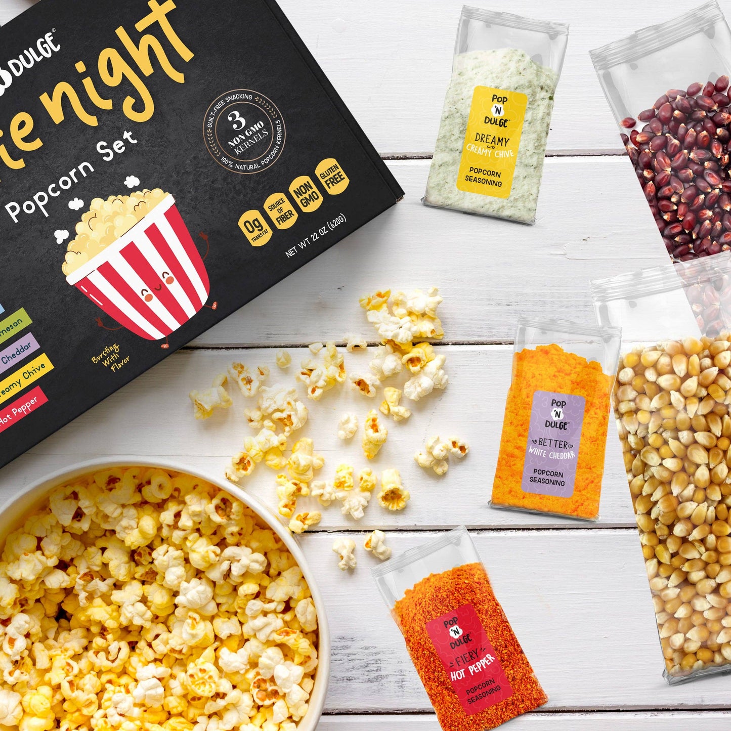 Pop 'N Dulge - Movie Night Gift Basket Gourmet Popcorn Gift Set Fathers Day