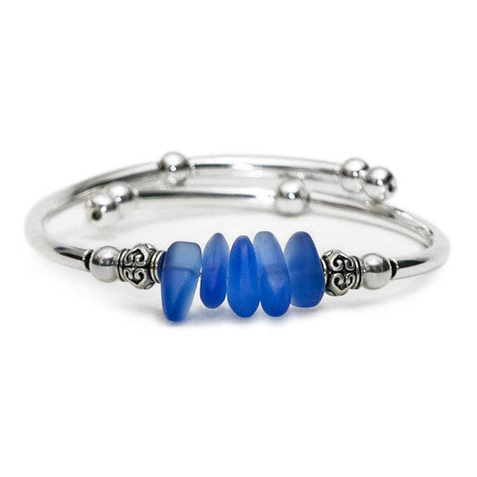 Royal Blue Nugget Sea Glass Bracelet