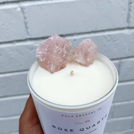Rose Quartz Candle - Crystal Infused: Champagne Toast
