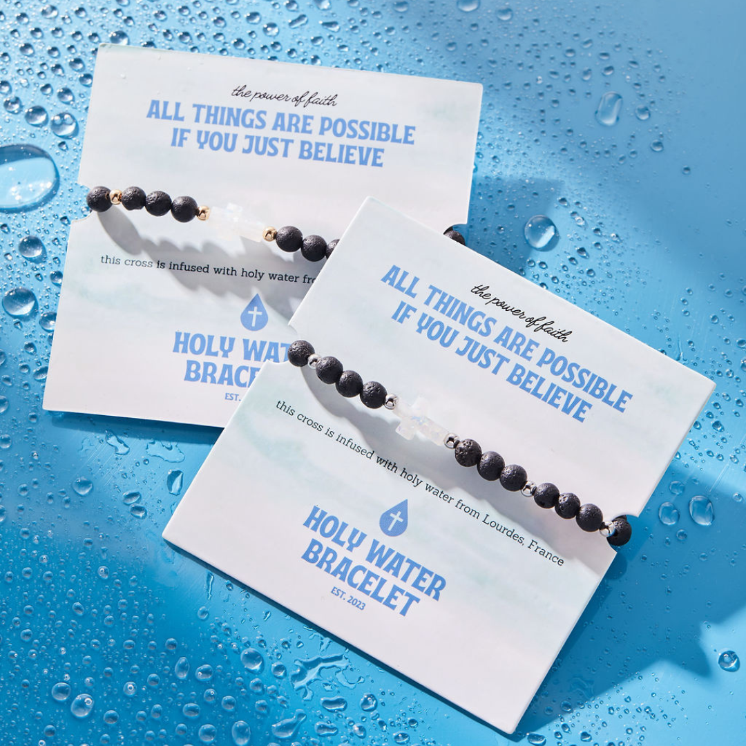 Holy Water Bracelet - HOLY WATER MEN'S LAVA ROCK BRACELET: Stainless Steel Spacer Beads