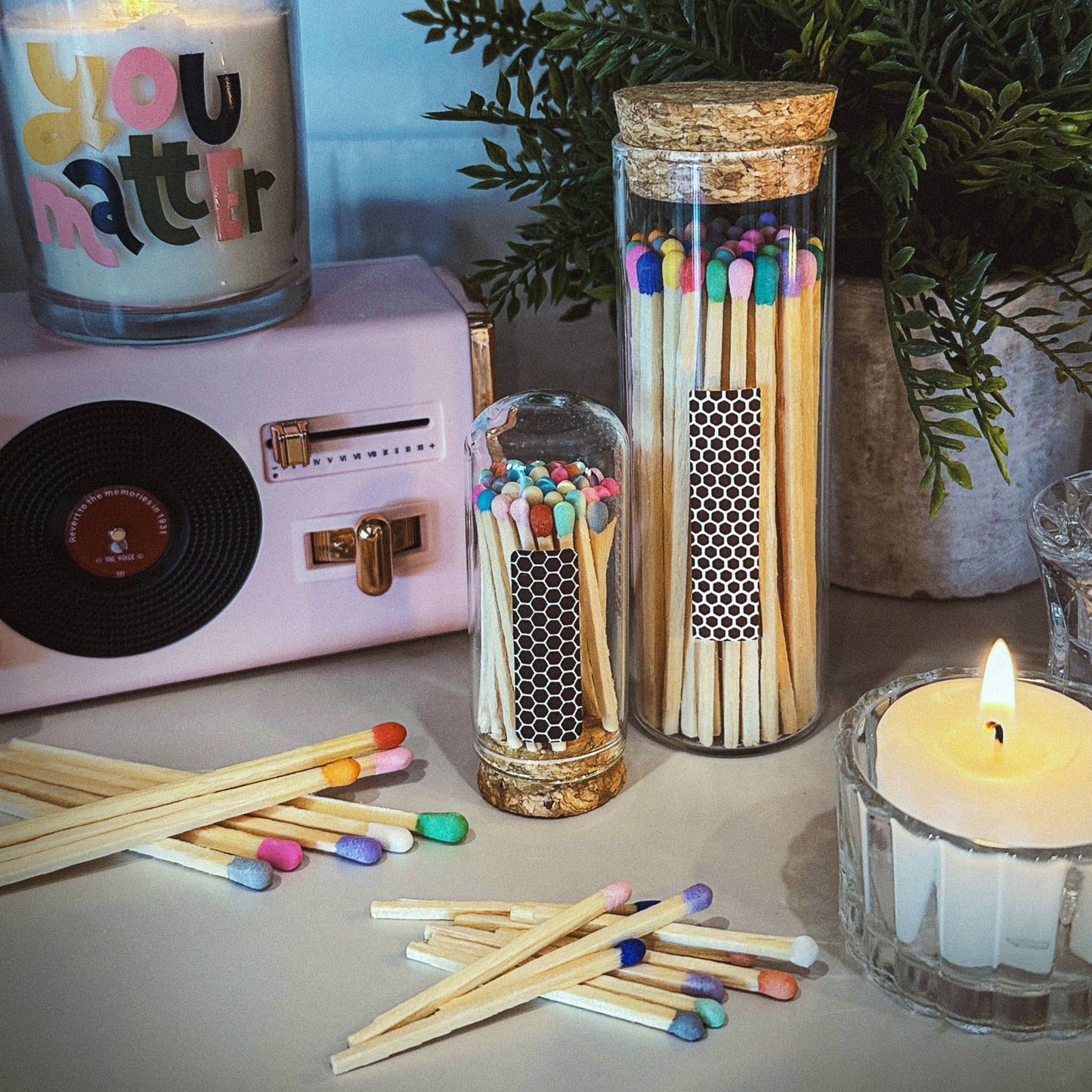 Thankful Greetings - 2" Matches + Mini Cloche - Black Tip