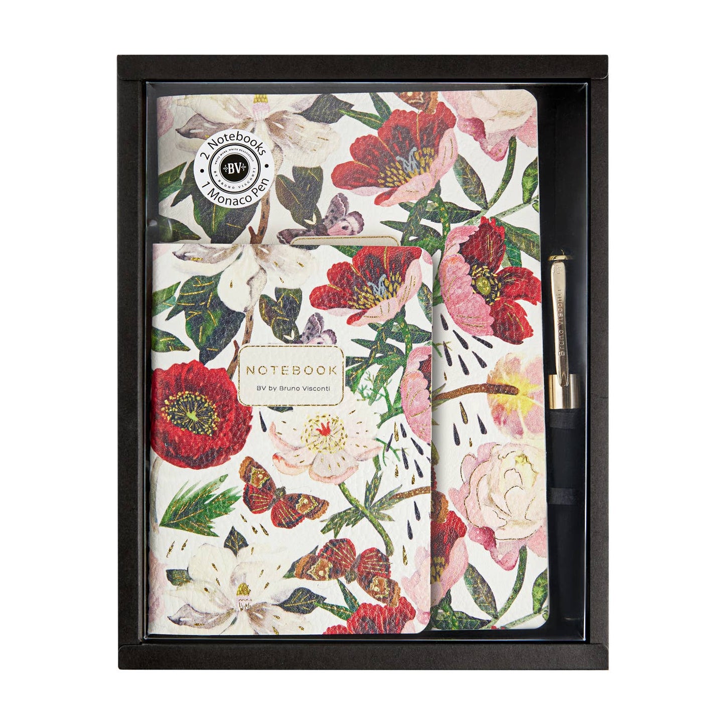 BV by Bruno Visconti - 3 Piece Set - Peonies  - 2 Notebooks + Monaco Pen