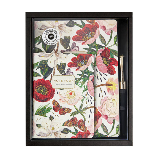 BV by Bruno Visconti - 3 Piece Set - Peonies  - 2 Notebooks + Monaco Pen