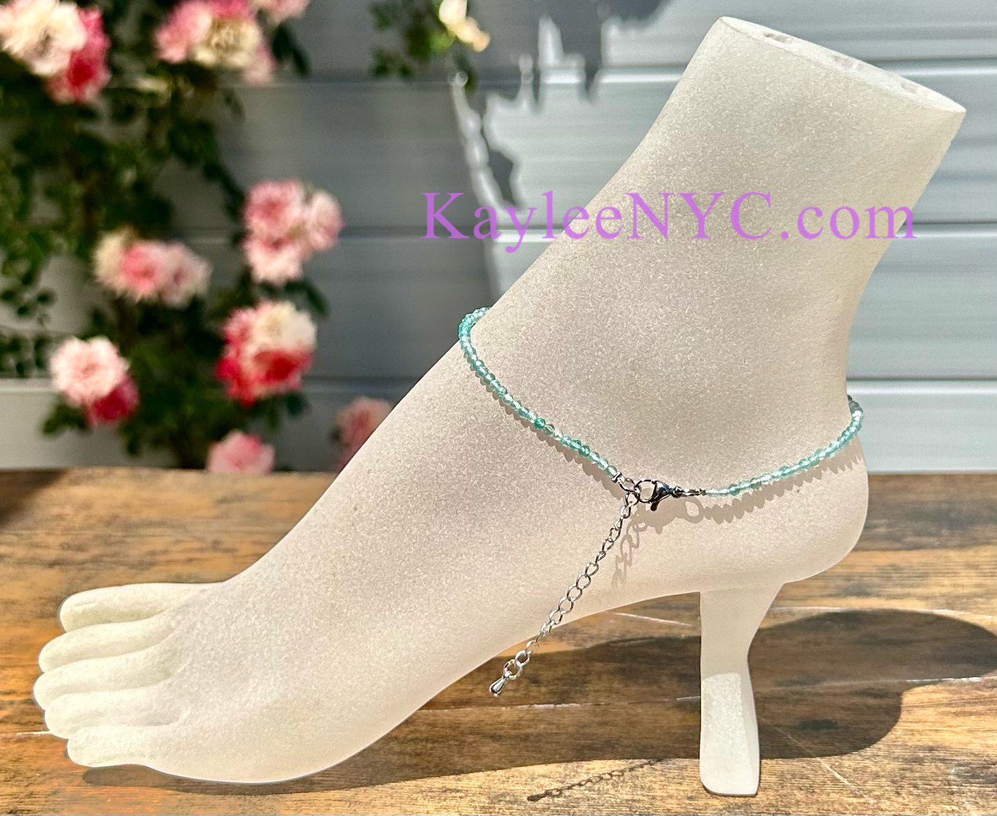 Aquamarine Anklet Stainless Steel Findings