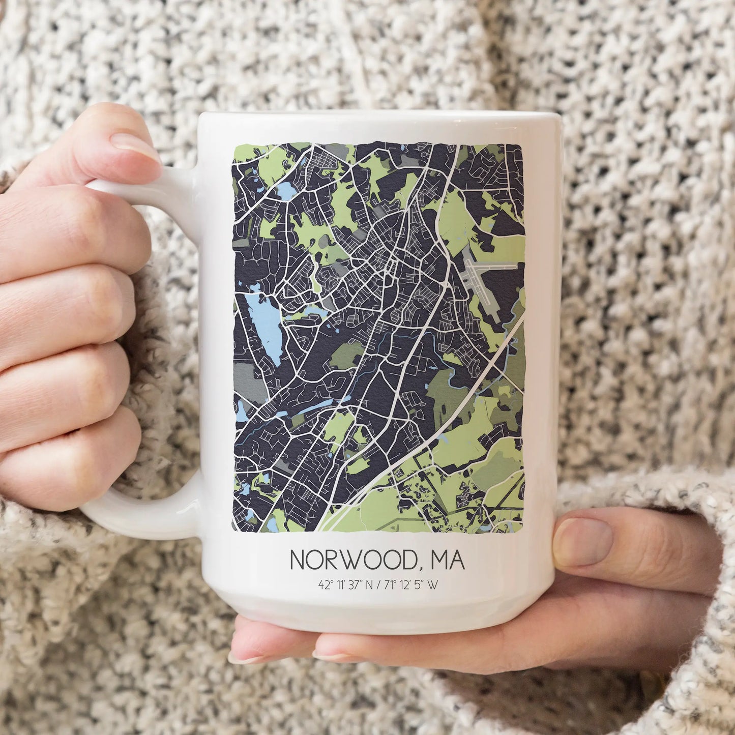 Watercolor Norwood Map Mug