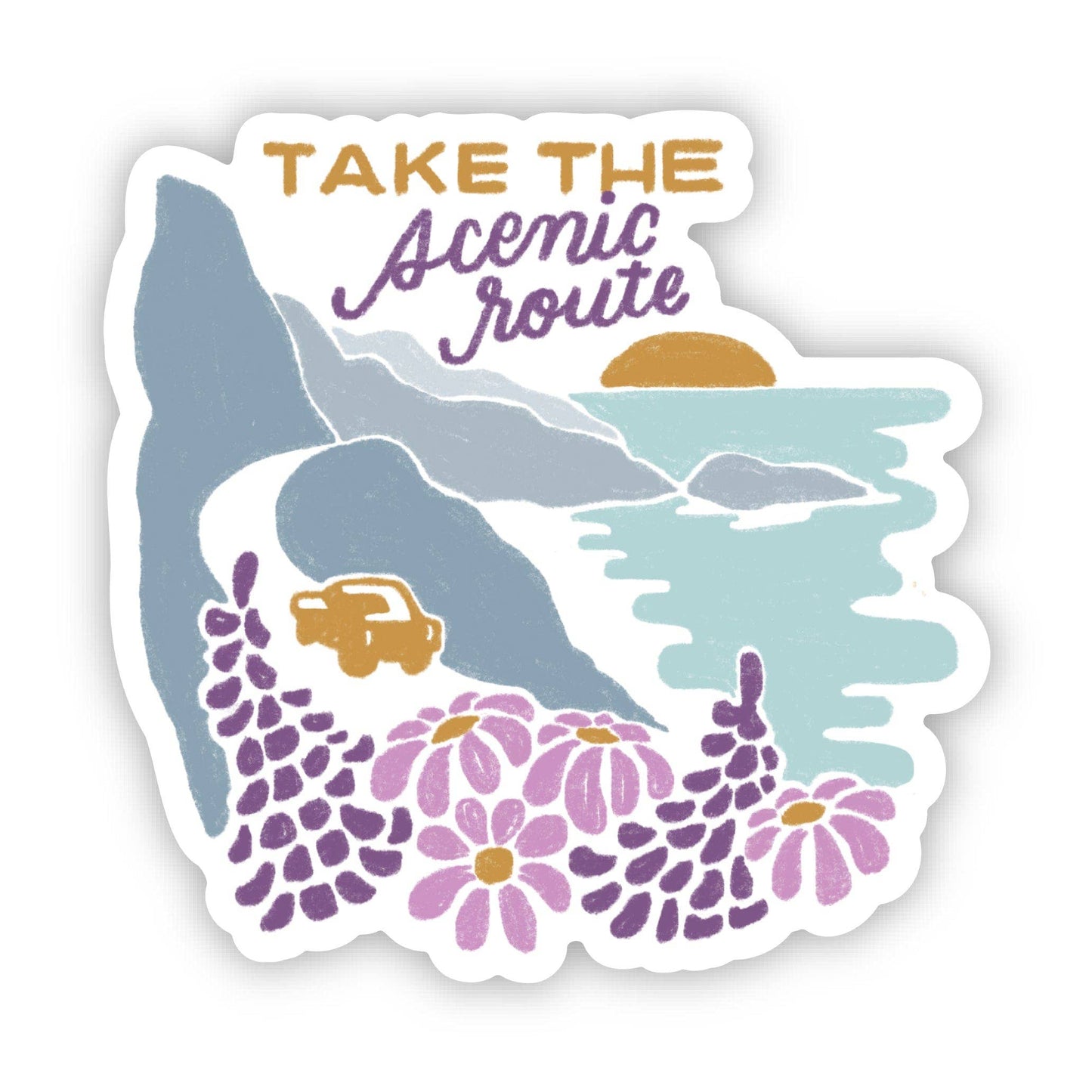 Big Moods - "Take the scenic route" Coastal Adventure Travel Sticker
