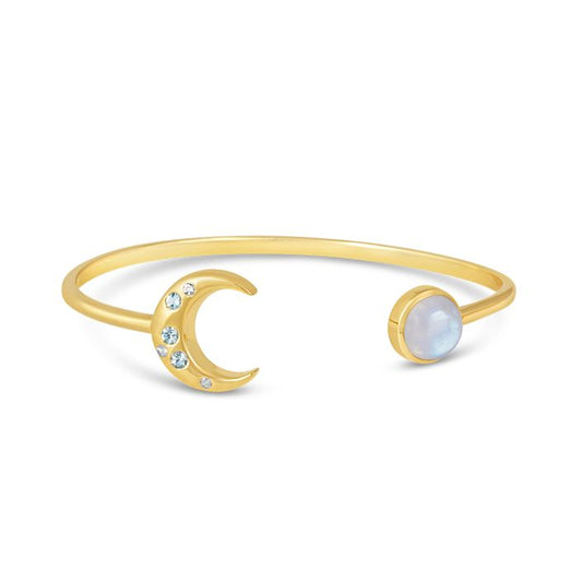 Dune Jewelry - New Moon Cuff Bracelet by Captain Kate - Moonstone - 14k Gold Vermeil
